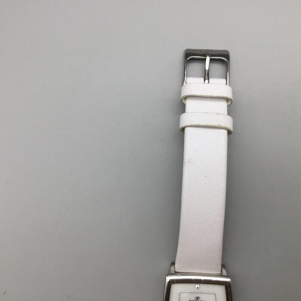 Grenen Denmark Watch Women 23mm Steel Case White Leather Strap Date New Battery